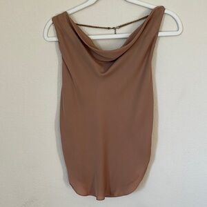 Mocha Brown Draped Sleeveless Tank